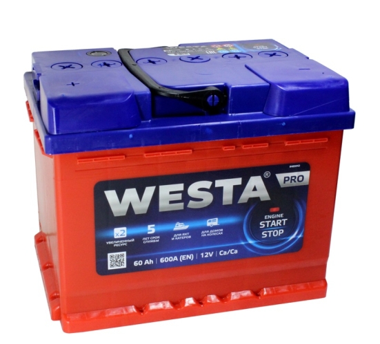 АКБ WESTA 60 Ач 600 А прямая клемма
