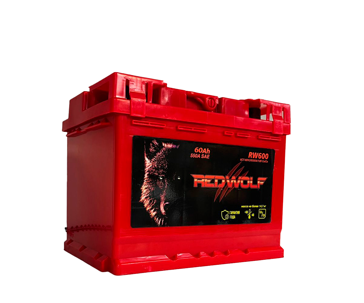 Аккумулятор, RED Wolf, 60 Ah, 550 A, прямая полярность