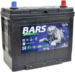 Аккумулятор легковой Bars Asia 50 а/ч 450А Обратная полярность