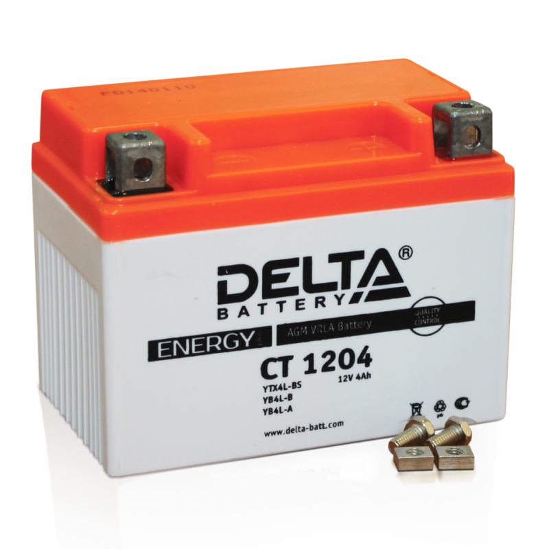 Батарея аккумуляторная DELTA Battery мото AGM 4А/ч 50А 12V Обратная полярн. болтовые мото клеммы