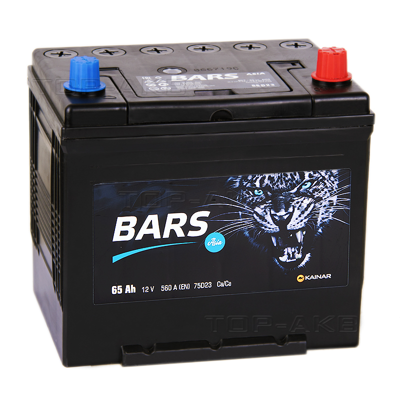 Аккумулятор автомобильный BARS Asia 6СТ-65 VL АПЗ о.п. 75D23L 65Ач 600A (232x173x225)