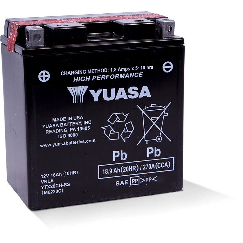 Мотоциклетный аккумулятор Yuasa YTX20CH-BS 18 Ач 270 А прямая полярность